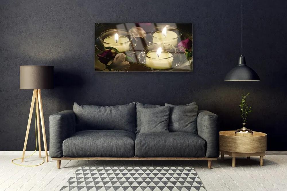 Obraz na skle Sviečky umenie 120x60 cm