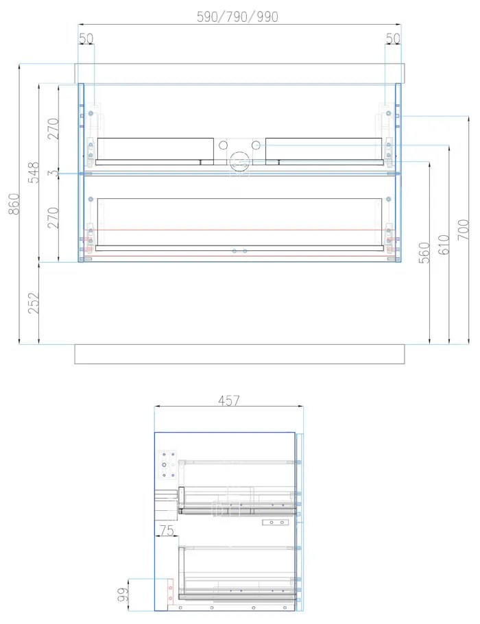 Mereo Mereo, Siena, kúpeľňová skrinka s umývadlom z liateho mramoru 101 cm, pre 2 batérie, MER-CN412M2