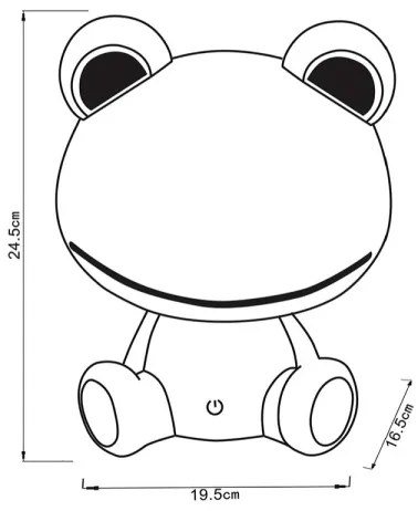 Lucide 71592/03/85 - LED Stmievateľná stolná lampa DODO LED/3W/230V žaba