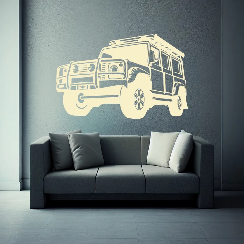 Veselá Stena Samolepka Auto Land Rover Defender Farba: fialová, Veľkosť: 60 x 40 cm