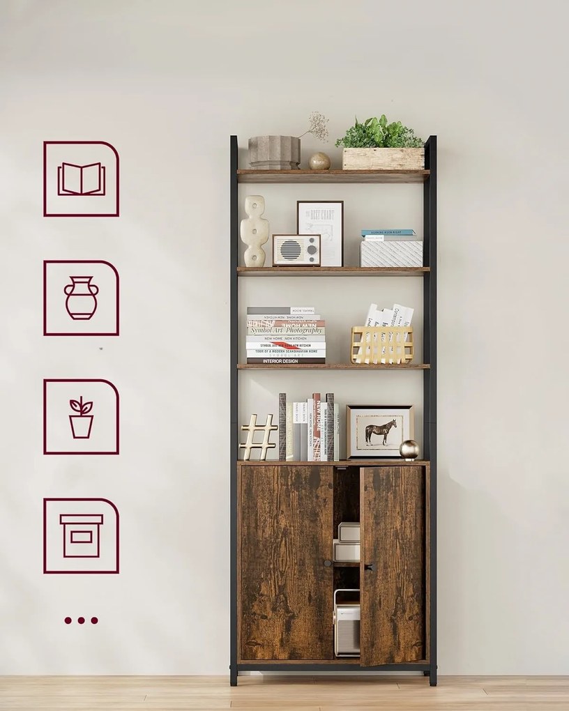 Knižnica Vasagle Memor 60 cm hnedá/čierna