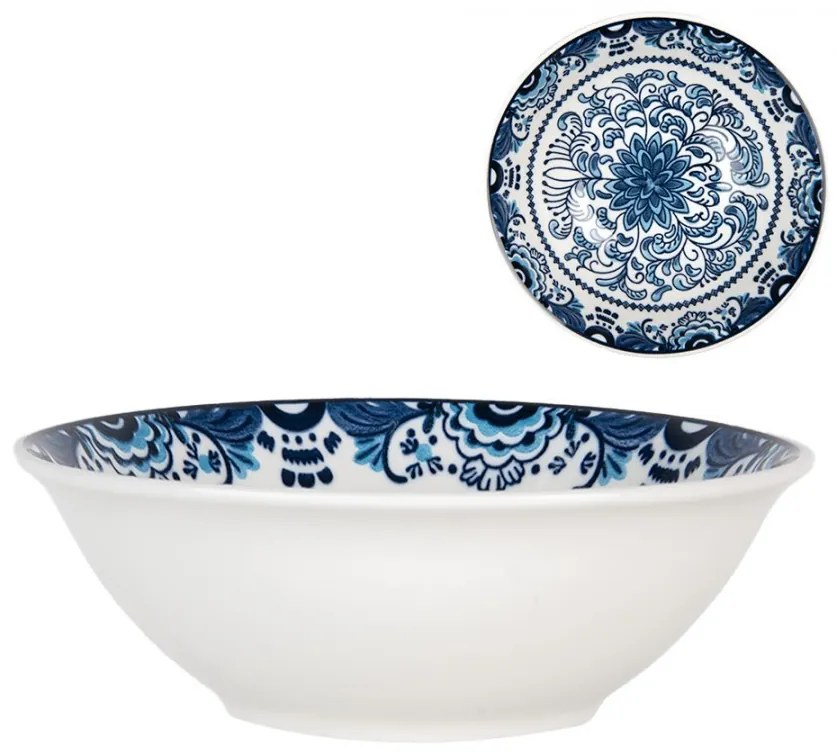 Biela keramická miska s modrým vzorom Mibbo - Ø 15*5 cm / 350 ml