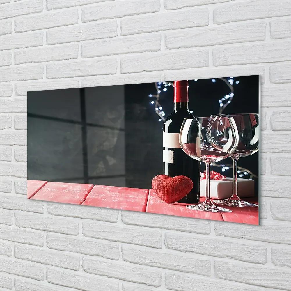 Obraz na skle Heart of glass poháre na víno 100x50 cm