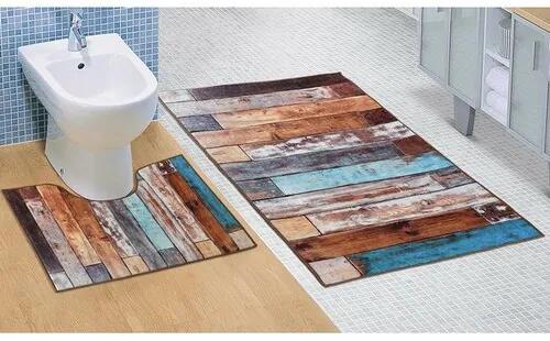 Bellatex Sada kúpeľňových predložiek Drevená podlaha 3D, 60 x 100 cm, 60 x 50 cm
