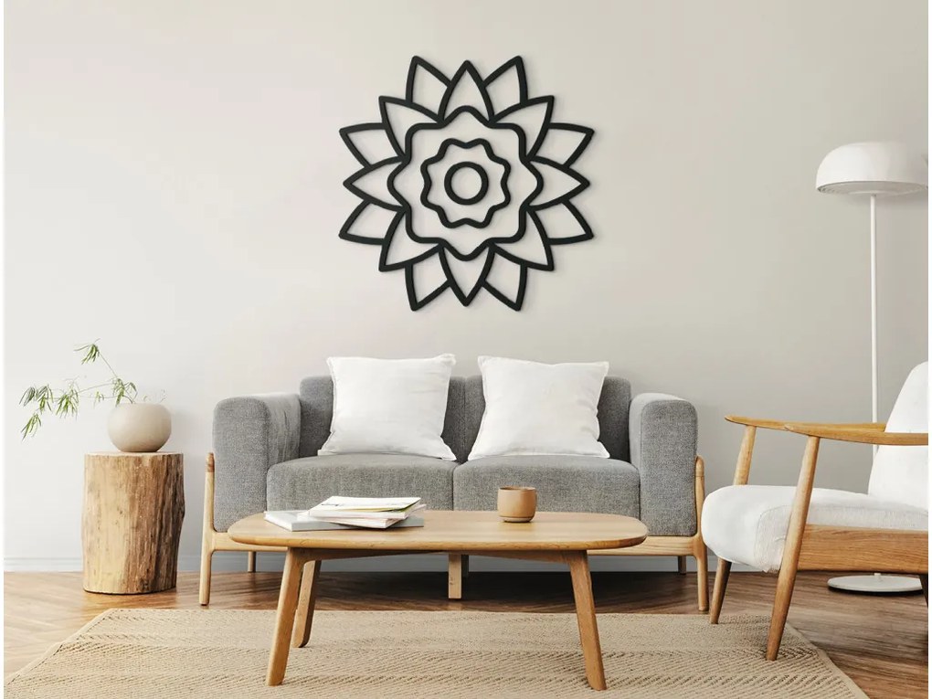 drevko Kvetinová mandala z dreva Rozmer obrazu: 44,5 x 44,5 cm, Farba dekorácie: Čierna