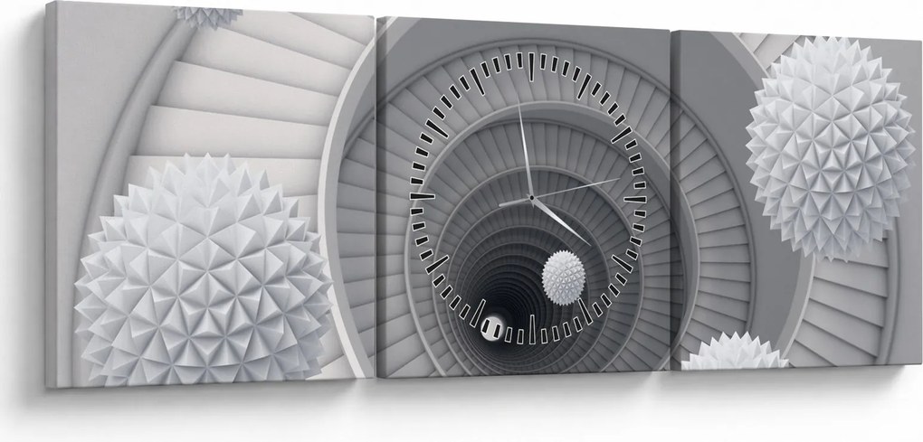 Obraz 3D abstrakcie (s hodinami) (90x30 cm)