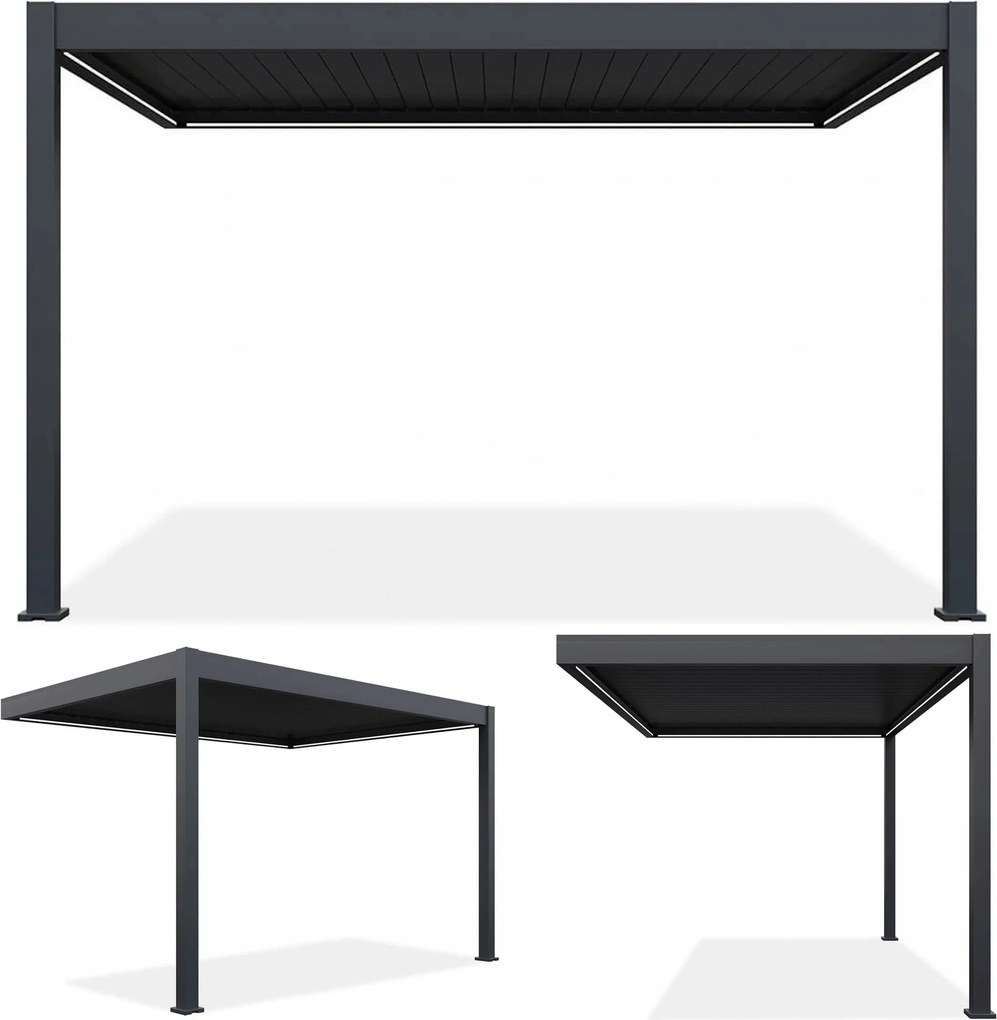 Záhradná pergola na stenu s osvetlením Elegance Wall Automatická 3x4