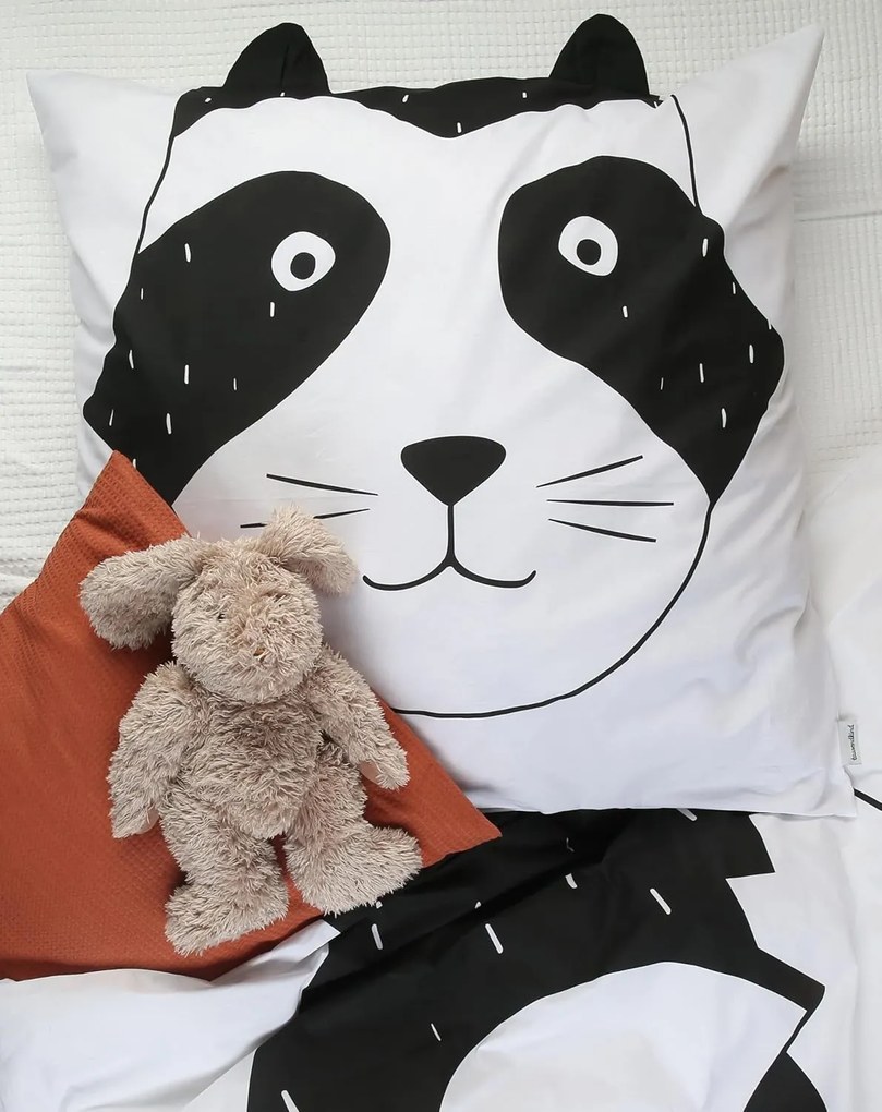 Bavlnené obliečky do postieľky RACCOON čierno-biele Rozmer obliečky: 40 x 60 cm | 100 x 135 cm
