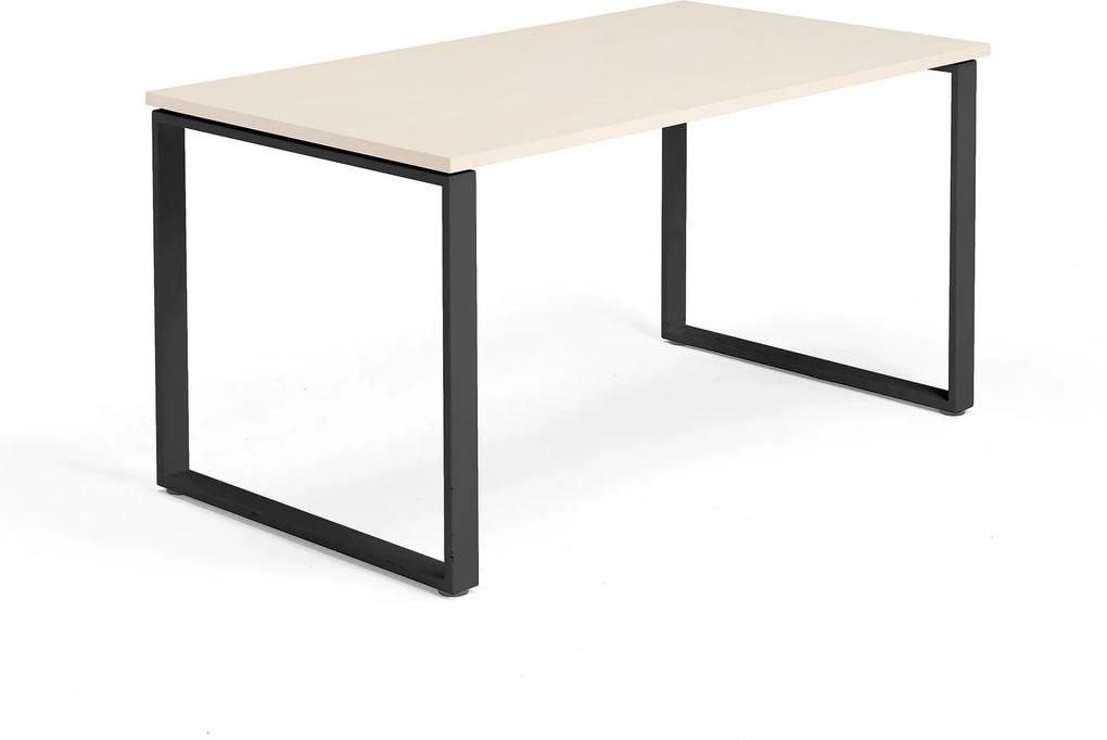 Kancelársky pracovný stôl Modulus, O-rám, 1400x800 mm, breza/čierna