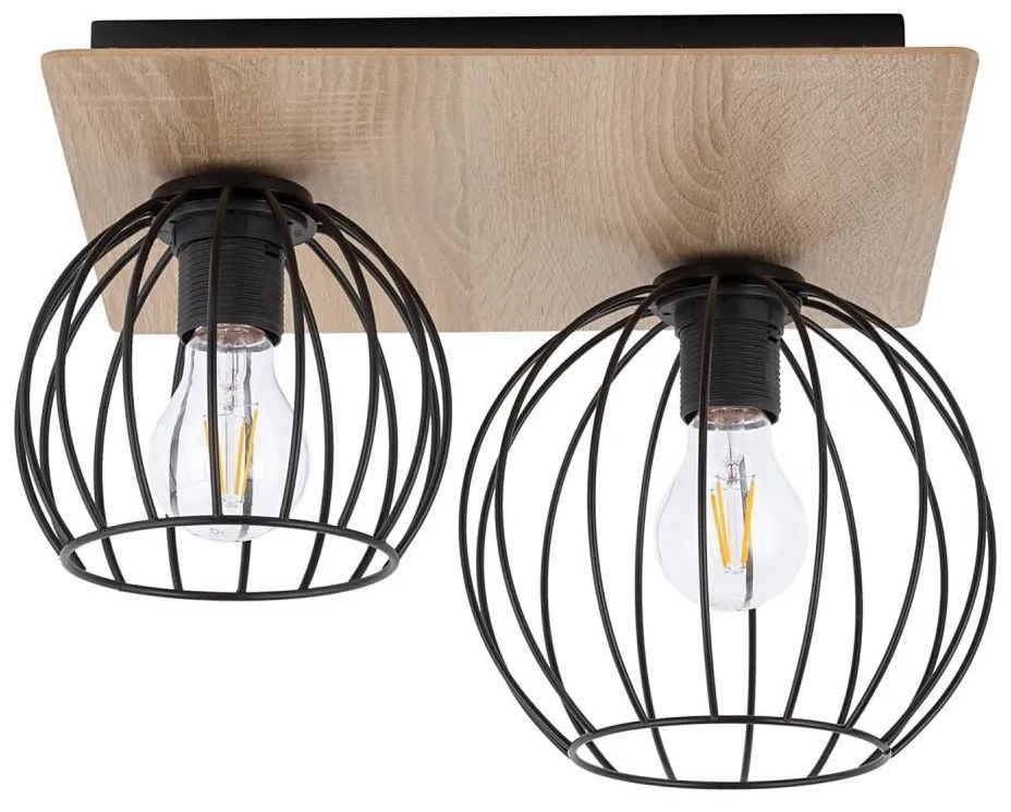 Prisadený luster CYBER 2xE27/60W/230V drevo/čierna