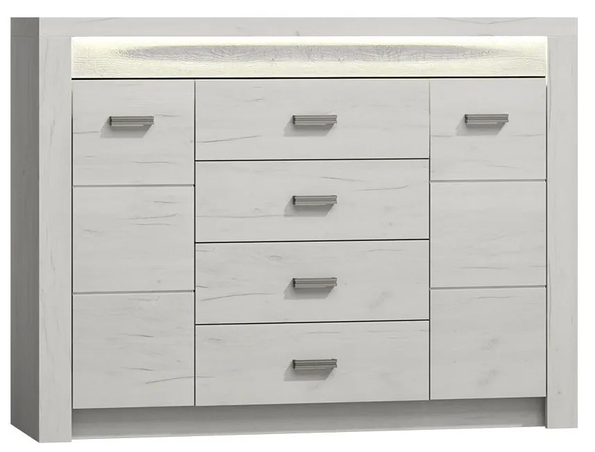 Kombinovaná komoda Nadenas N7 (biela craft) (osvetlenie LED teplé biele). Vlastná spoľahlivá doprava až k Vám domov. 1058232