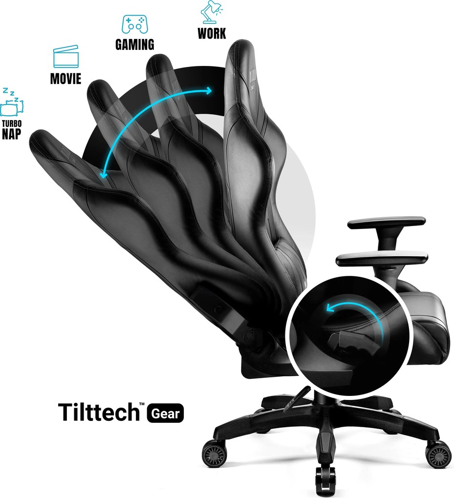 Herné kreslo z eko-kože King Size, čierna: Diablo X-Horn 2.0