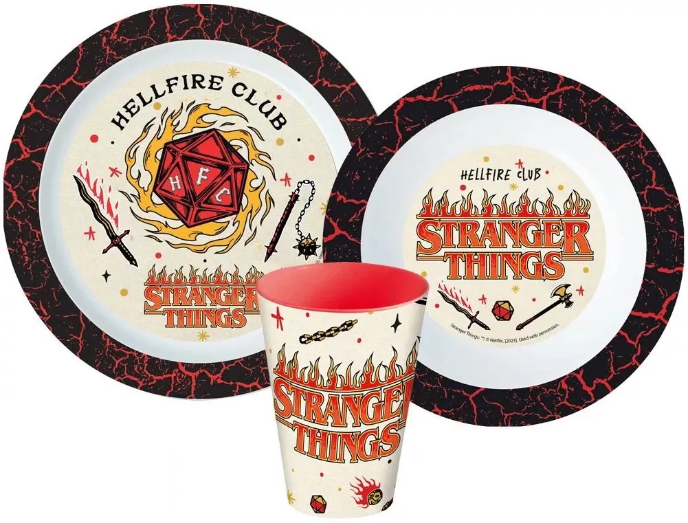 Sada plastového riadu Stranger Things s kelímkom - 3 diely