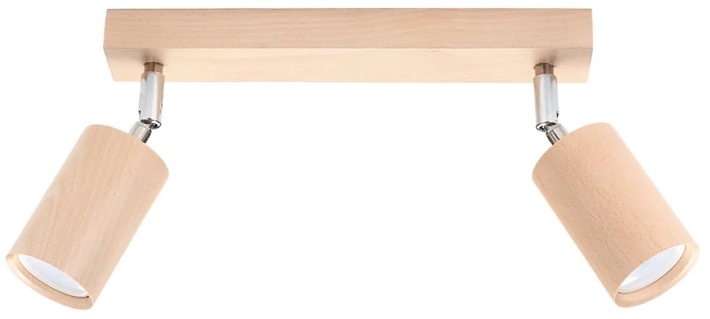 Bodové svietidlo Berg, 2x drevené tienidlo, (možnosť polohovania)