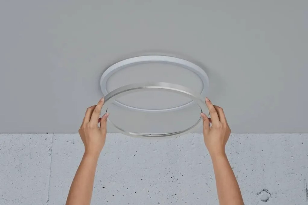NORDLUX Stmievateľné stropné svietidlo LED do kúpeľne OJA, 14,5 W, teplá biela, 30 cm, chróm
