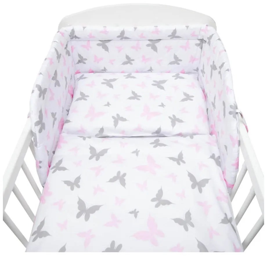 3-dielne posteľné obliečky 100/135 cm biele motýle