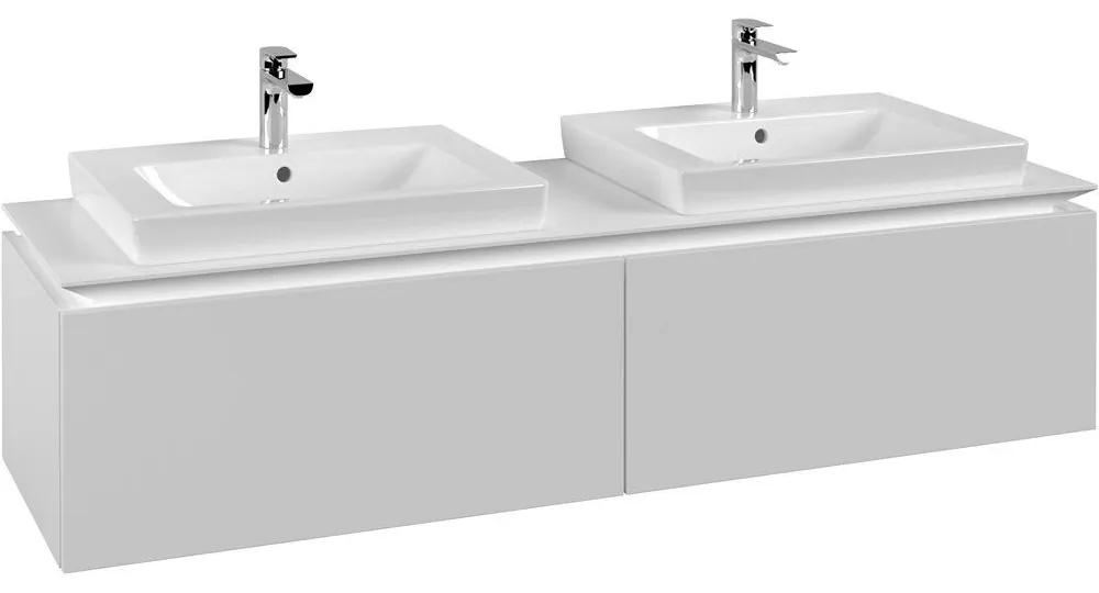 VILLEROY &amp; BOCH Legato závesná skrinka pod dve umývadlá, 2 zásuvky, 1600 x 500 x 380 mm, White Matt, B69200MS