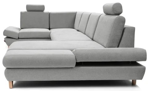 Rozkladacia rohová čalúnená sedacia súprava s úložným priestorom v tvare U AVESTA sivá