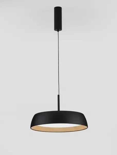 LED stmievateľný čierno-drevený dizajnový luster Sigi