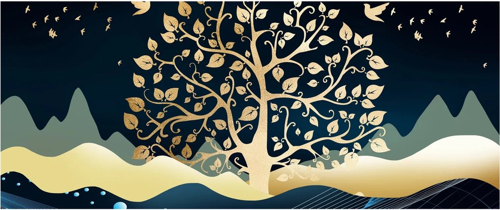Obraz zlatého stromu (120x50 cm)