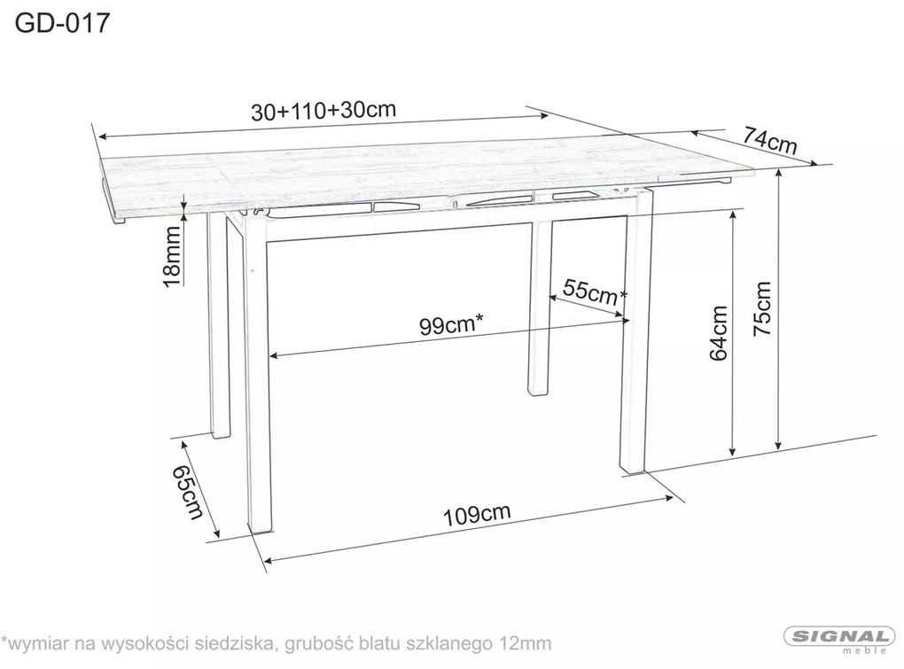 Rozkládací jídelní stůl Merlin 110/170 cm černý