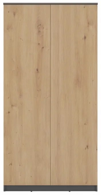 Dvojdverová šatníková skriňa 90 cm TAUNO - dub artisan / antracitová
