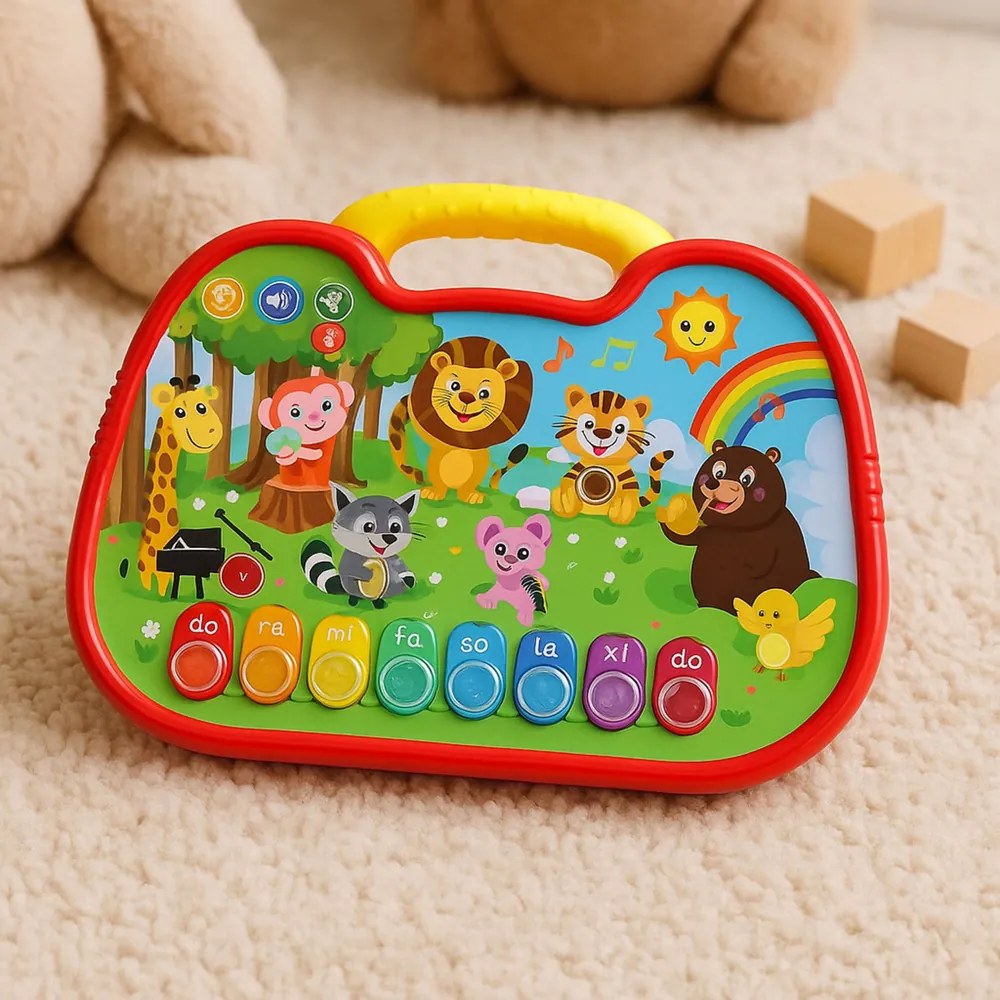 LEAN Toys Interaktívna vzdelávacia tabuľa Svet zvierat nástroje piano