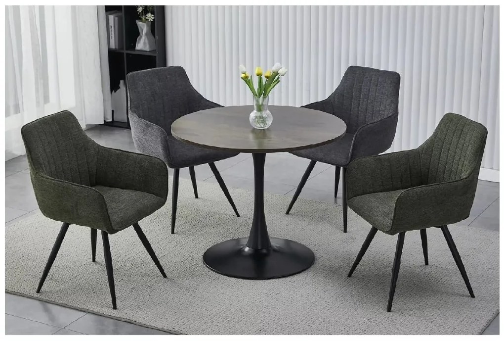 Okrúhly jedálenský stôl AMADEO II 90x90 cm, dekor orech