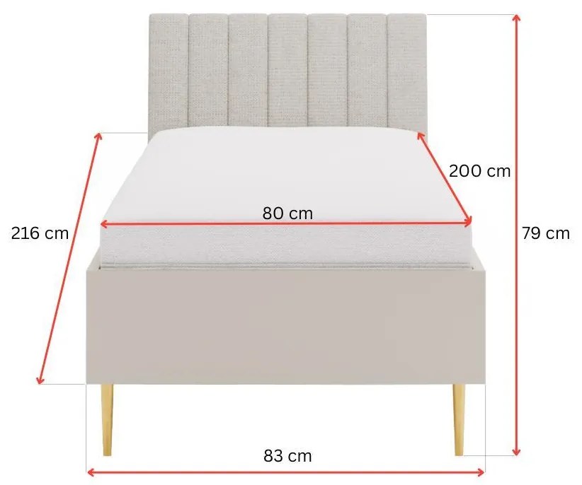 Jednolôžková posteľ 80 cm Bellic B6 (kašmír) (s roštom). Akcia -6%. Vlastná spoľahlivá doprava až k Vám domov. 1123703