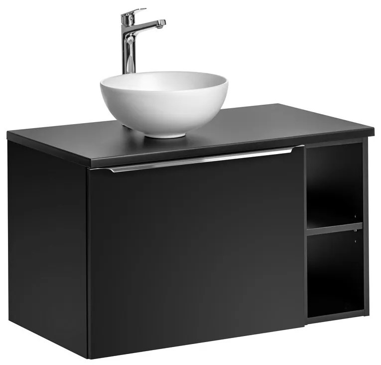 Závěsná skříňka SantaFe II s deskou a umyvadlem 80 cm černá/bílá