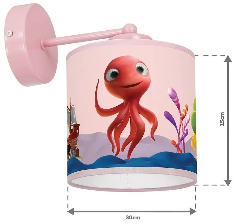 Detské nástenné svietidlo Lola, 1x plastové tienidlo so vzorom, p