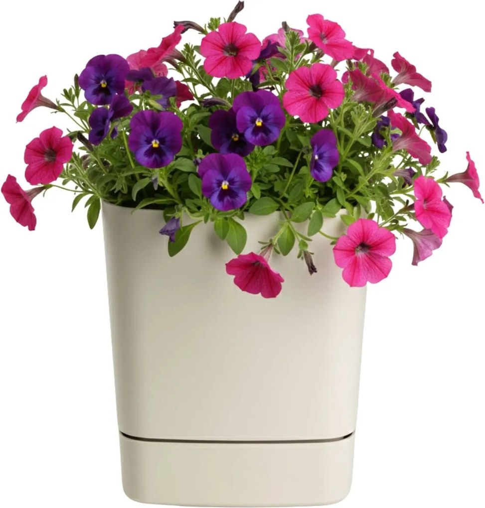 PLASTOVÝ KVETINÁČ CUBI 30X33 CM BÉŽOVÁ