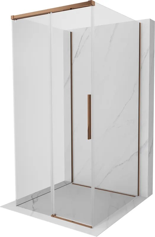Mexen Rox-3S, 3-stenný sprchový kút 100 x 100 cm, 8mm číre sklo, ružové zlato profil, 8C2-100-100-60-00-3S