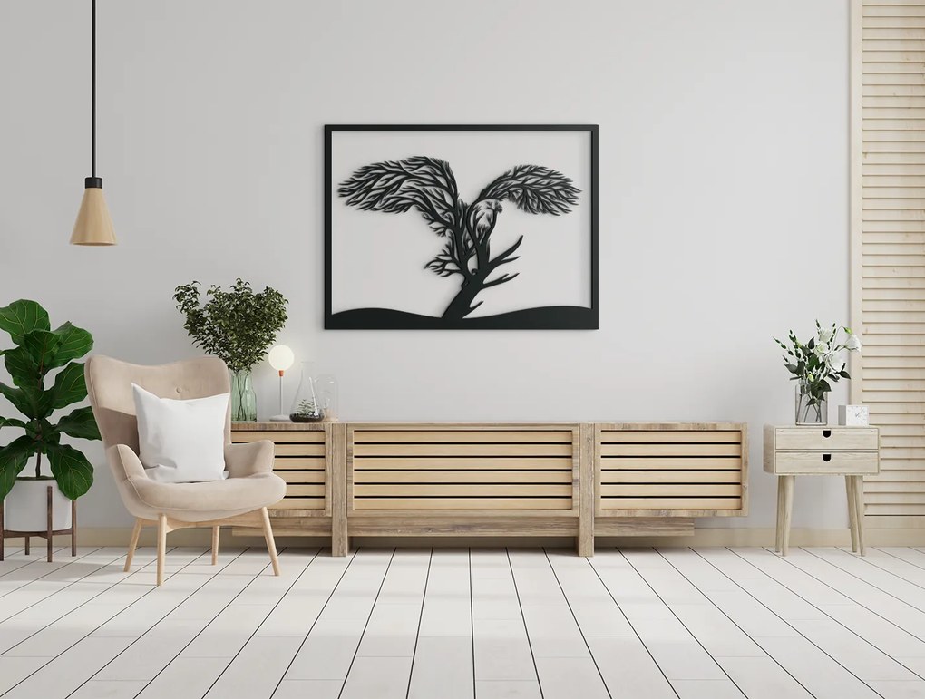 drevko 3D obraz na stenu Orol a strom Rozmer obrazu: 33,5 x 44,5 cm, Farba dekorácie: Čierna
