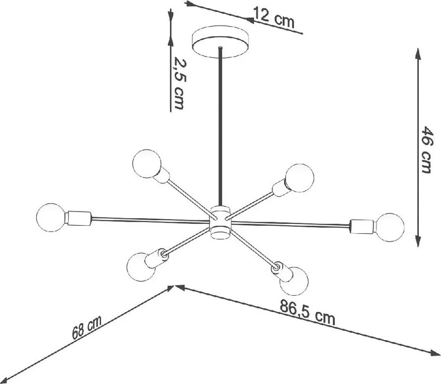 Čierne stropné svietidlo 68x86,5 cm Benedett – Sollux