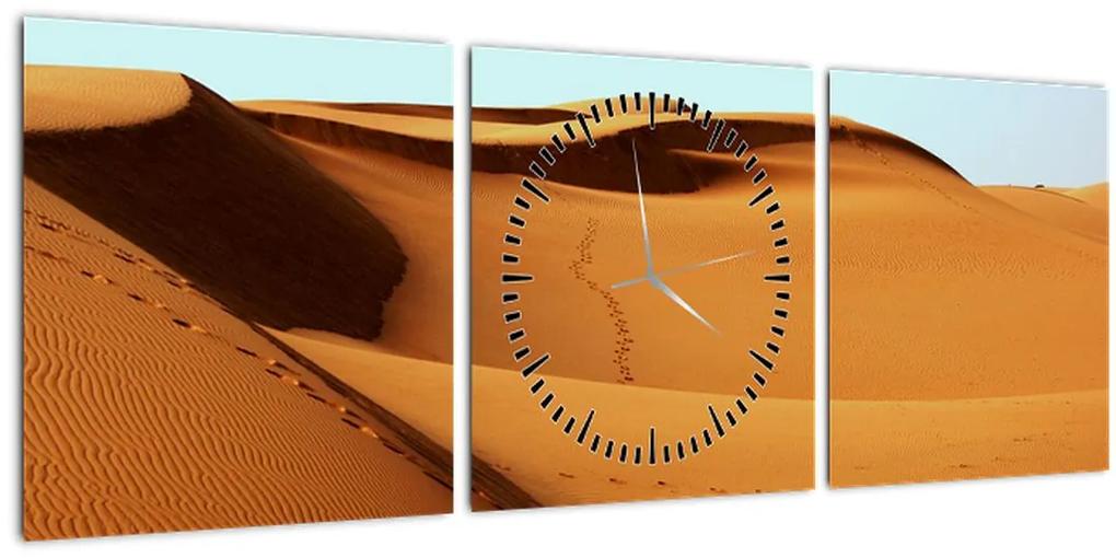 Obraz - Stopy v púšti (s hodinami) (90x30 cm)