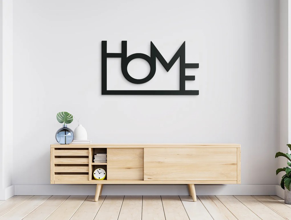 drevko Drevená dekorácia na stenu Home Rozmer obrazu: 25 x 44,5 cm, Farba dekorácie: Čierna