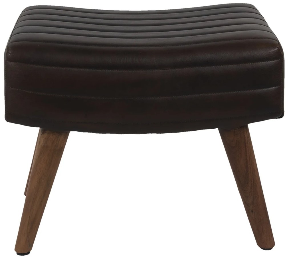 Hnedá kožená stolička s drevenými nohami Minot - 49*33*41 cm