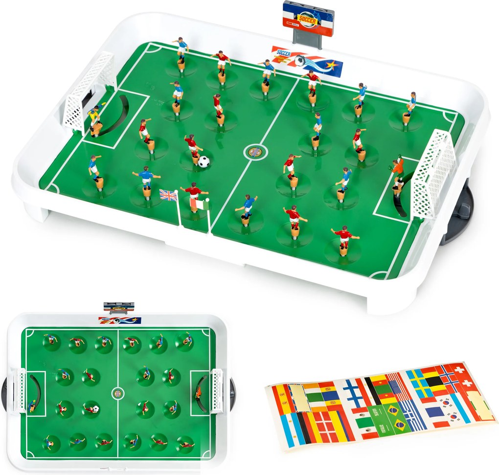 MULTISTORE Mini stolný futbal na pružinách 22 hráčov – stolné futbalové hračky pre deti, s brankárom