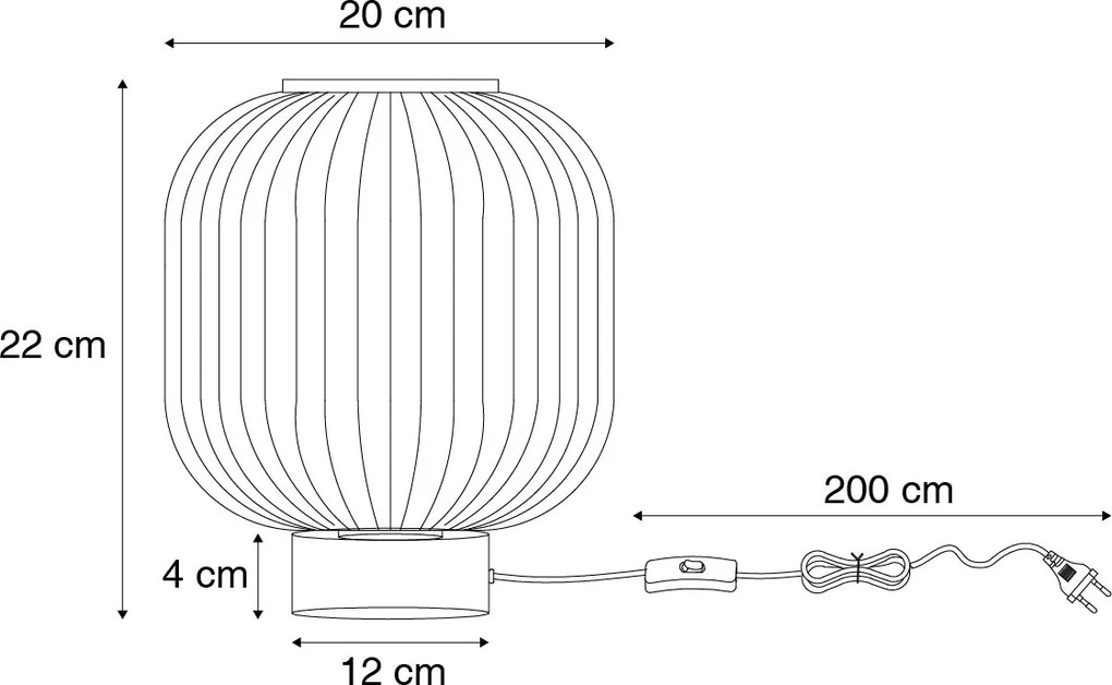 Stolná lampa Art Deco čierna s dymovým sklom vrátane svetelnej šnúry E27 - Karel
