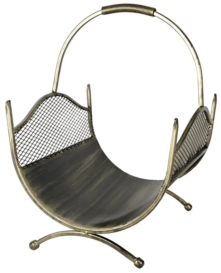 Kovový kôš na drevo Criss, 40x52 cm, zlatá