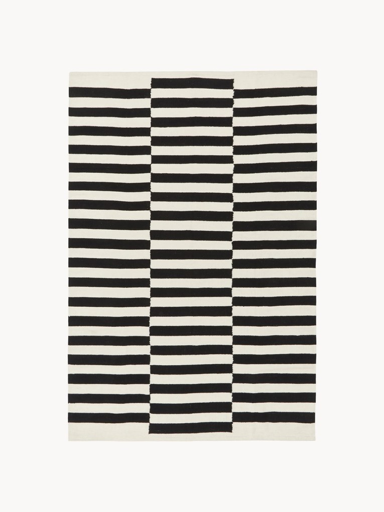 Ručne tkaný pruhovaný kelímový koberec Donna