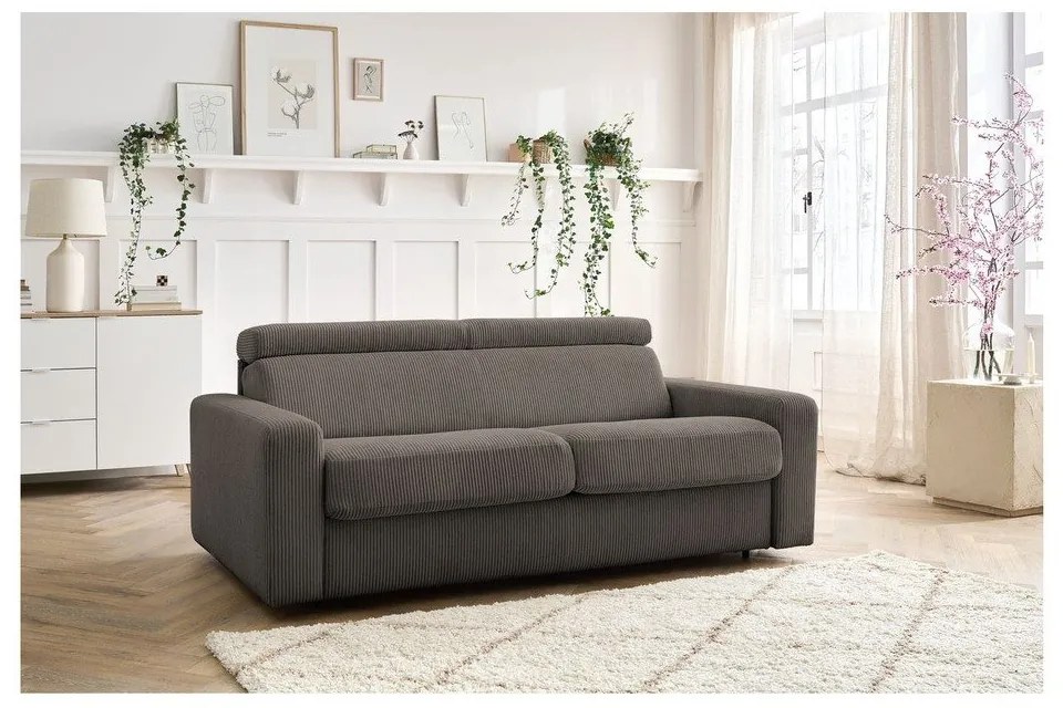 Sivohnedá menčestrová rozkladacia pohovka 215 cm Monaco – Bobochic Paris