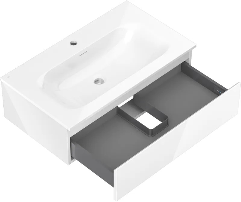 Mexen Orio, kúpeľňová skrinka 80 cm s umývadlom Vela, 1 zásuvka, biela lesklá, 91A10-08023-1-BF00-W23M00