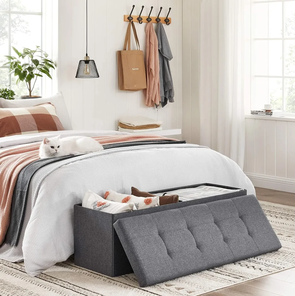 Taburet s úložným priestorom OTTOMAN 110x38 cm, tmavo sivý