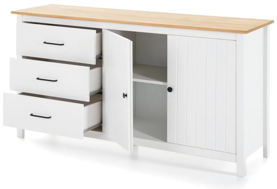 Biela nízka komoda z borovicového dreva 150x80 cm Miranda – Marckeric