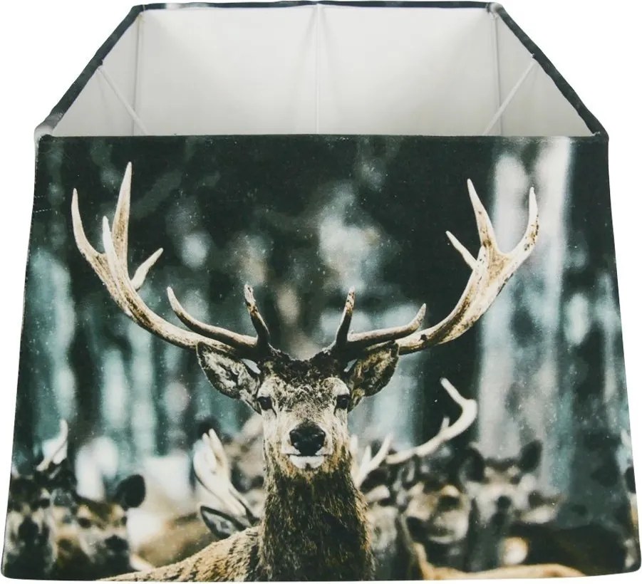 Štvorcové tienidlo na lampu s jeleňom v zimnej krajine - 37 * 37 * 25cm