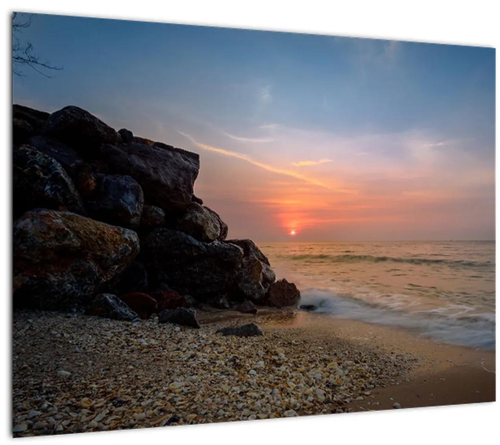 Obraz západu slnka na pláži (70x50 cm)
