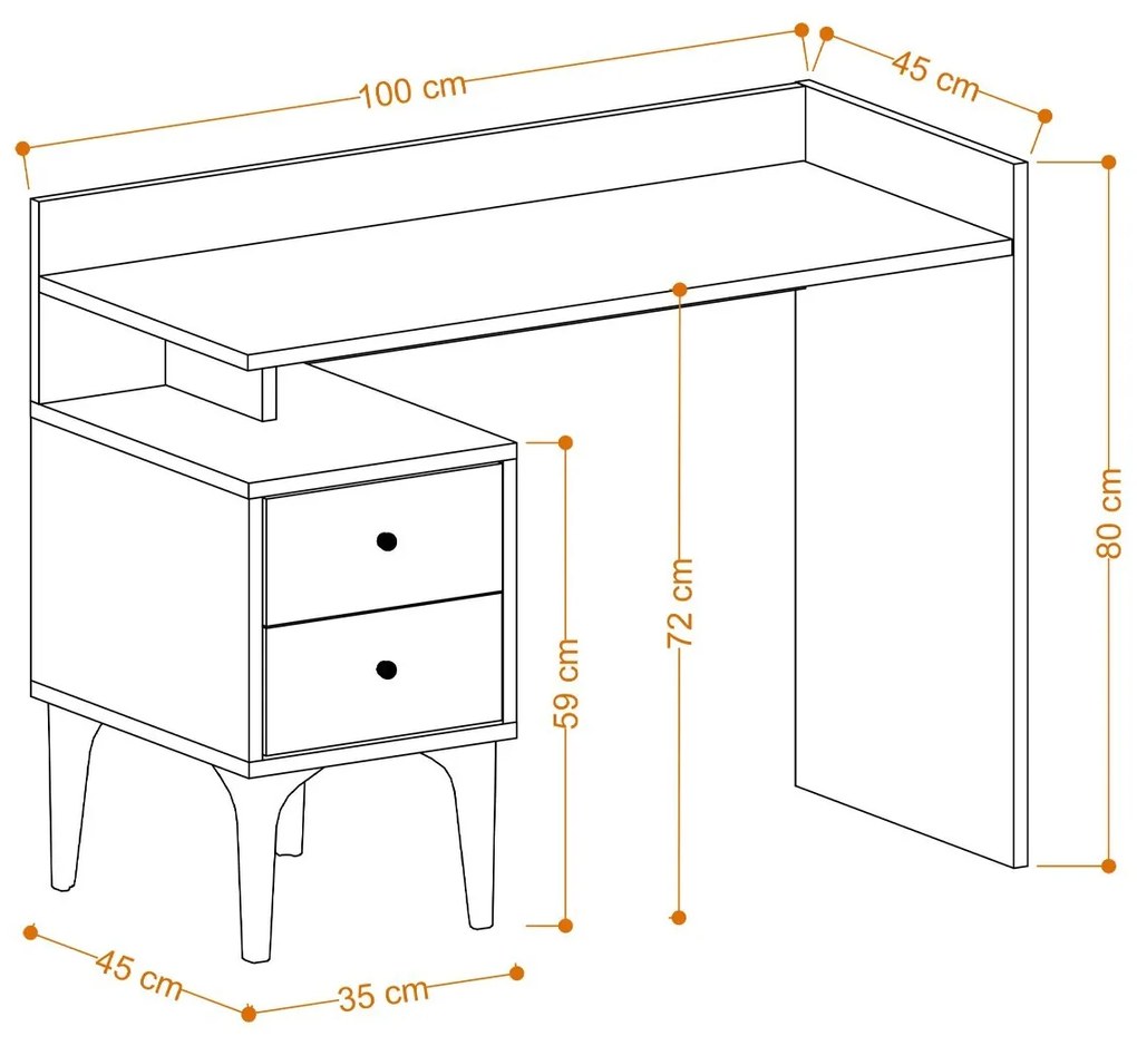 Písací stôl PUUK so zásuvkou dubový