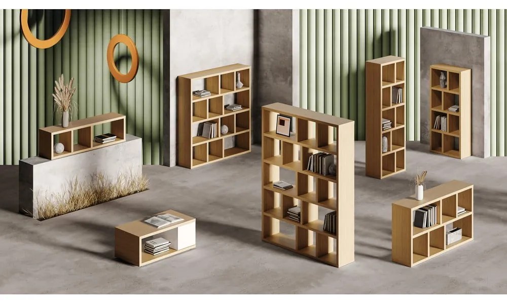 Hnedá knižnica v dekore duba 150x159 cm Berlin – TemaHome